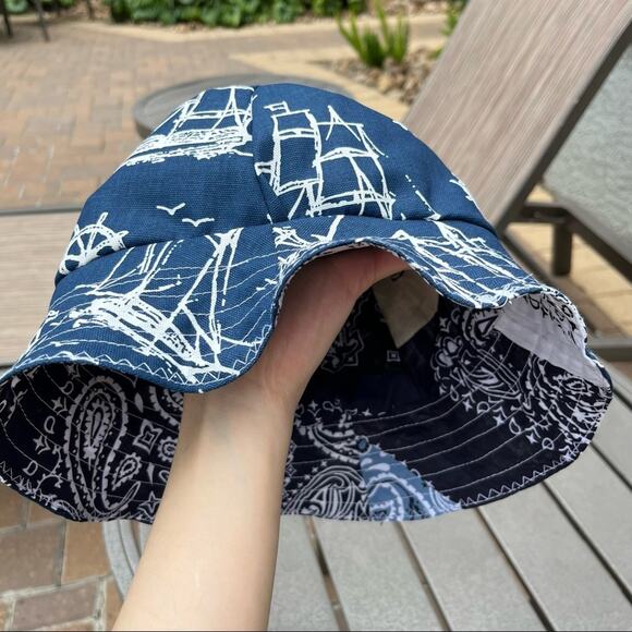 Handmade Reversible Bandana Bucket Hat/Sailing Boat&Bandanas SKU 88777 - Picture 12 of 16